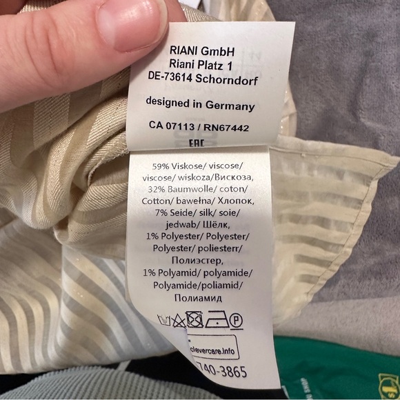 RIANI Striped Gold Voile Blouse Size 38 Women’s New With Tags Luxurious - Picture 11 of 12